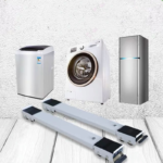 قاعدة متحركة بعجلات (قطعتان) للغسالة والثلاجة – حامل قابل للتعديل ومضاد للاهتزاز للأجهزة المنزلية