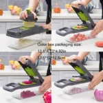 ⁦قطاعة خضروات متعددة الوظائف مع سلة - مفرمة يدوية للفواكه والخضر، مبشرة مطبخ عملية⁩ - الصورة ⁦3⁩