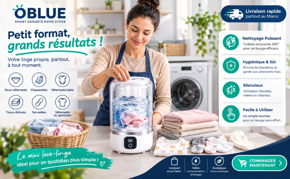 Mini machine à laver portable rechargeable pour sous-vêtements, chaussettes et petits vêtements Copier Alt Text